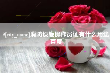 冠县消防设施操作员证有什么用途百度